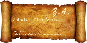 Zabolai Alfréda névjegykártya